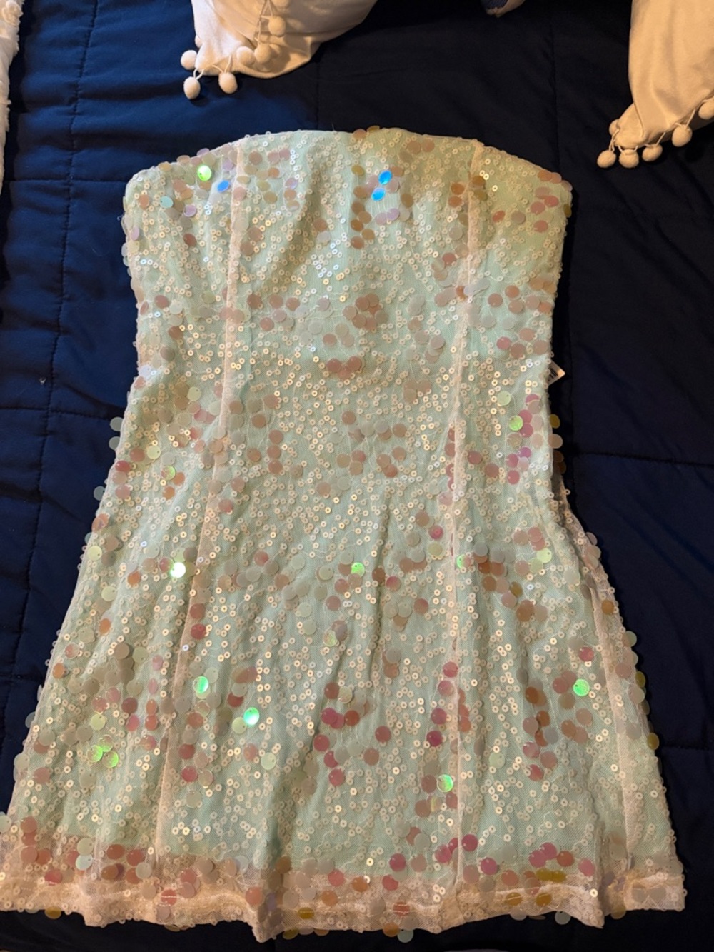 Urban Outfitters Strapless Mini Dress in Mint Sequin